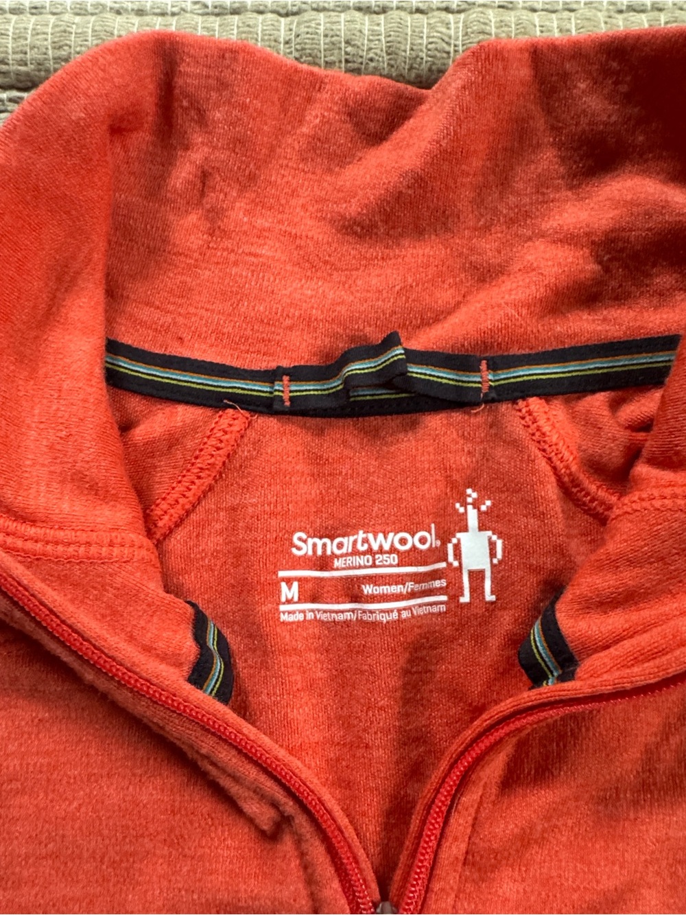 Smartwool zip top 250 merino wool base layer 1/4 zip coral sunset women’s M NEW - Picture 2 of 9